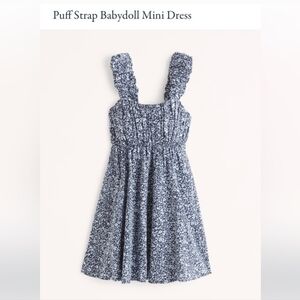 NWT Abercrombie Women's Blue Puff Strap Babydoll Mini Dress Size M Tall
